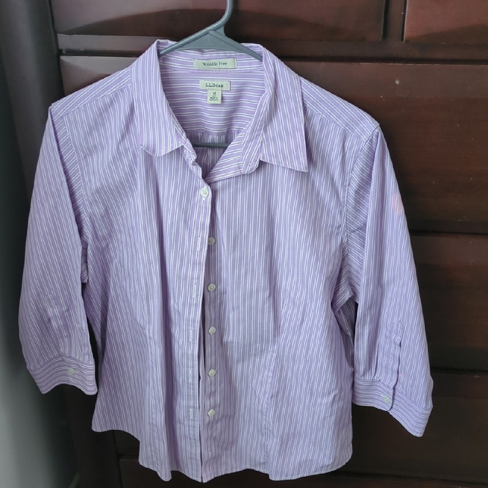 Purple Striped Button-Up Shirt